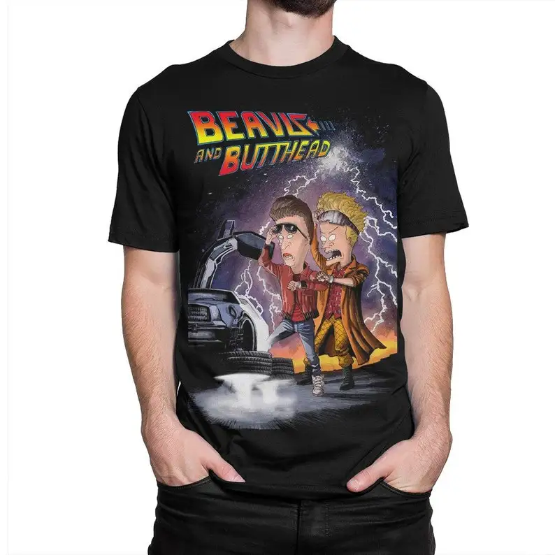 

Beavis and Butt-Head x Back to the Future T-Shirt / Men's Women's Sizes / Cotton Tee (wra-113)