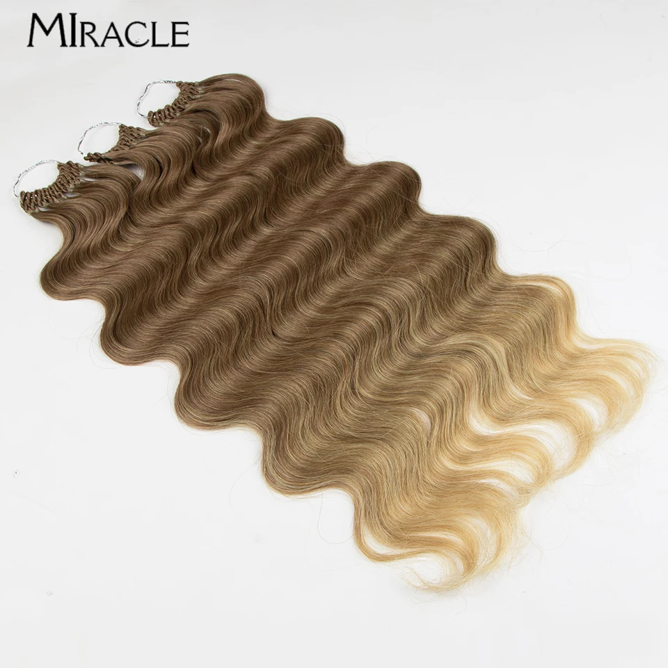 

MIRACLE 24 Inch Synthetic Crochet Hair Extensions for Women Deep Wave Hair Weaves Braiding Hair 613 Black Ombre Blonde