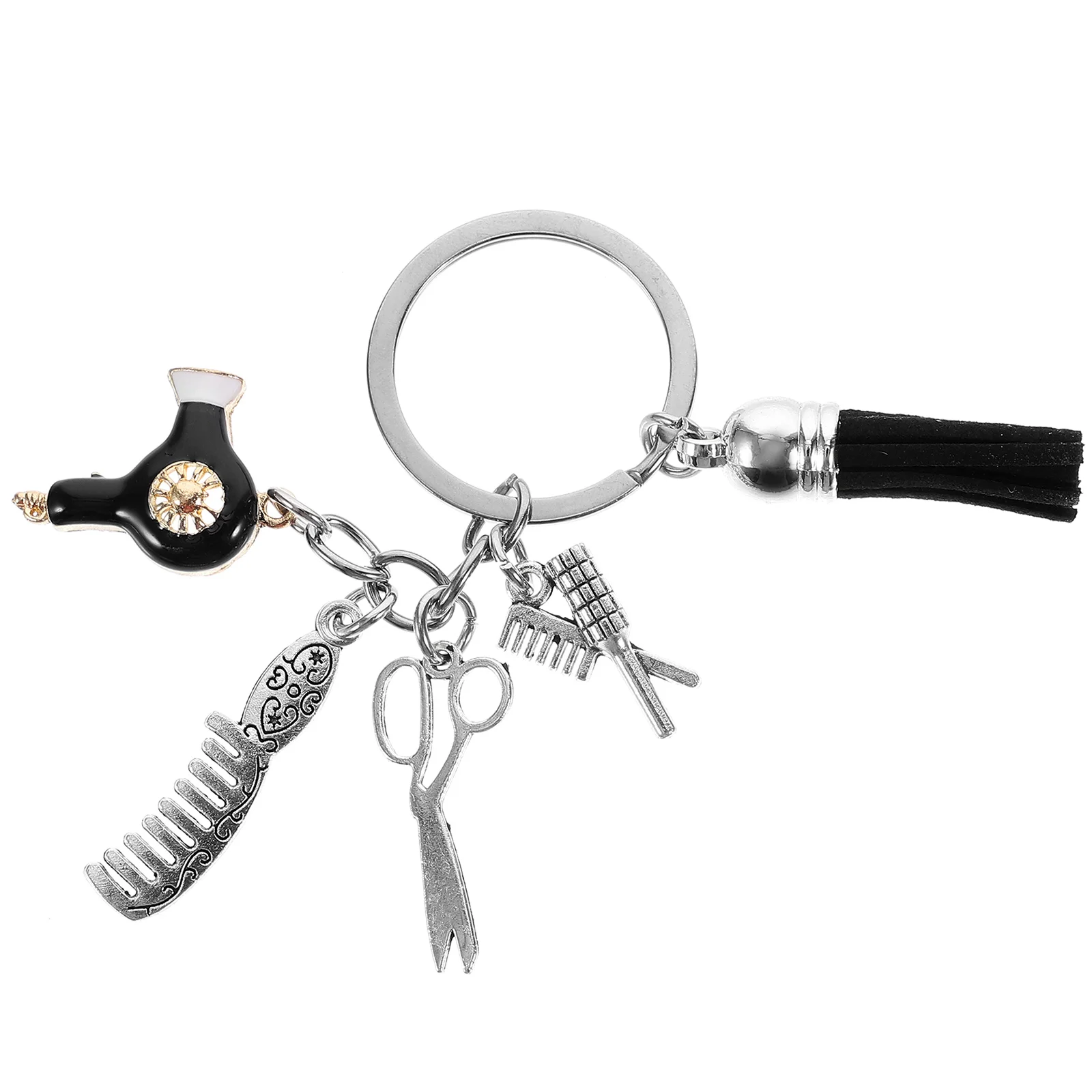 Hanging Ornaments Car Key Pendant Barber Keychain Hairdryer Hairdresser Chains Decoration Bag Zinc Alloy Rings Backpack