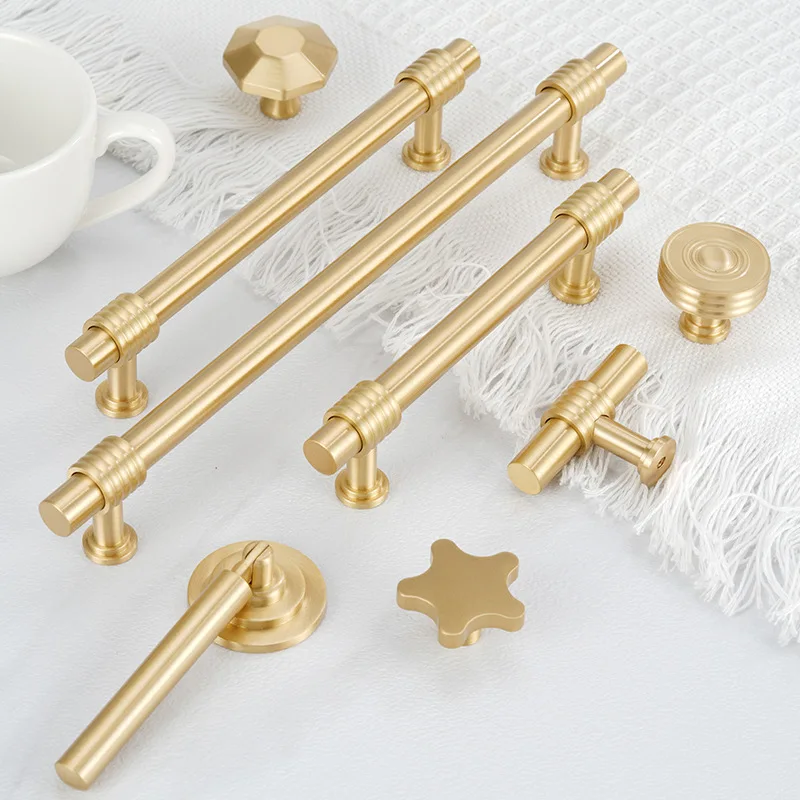 

Furniture Handle Light Luxury French Style Wardrobe Handle Brass Modern Minimalist Drawer Knob Nordic Brass Cabinet Door Handle