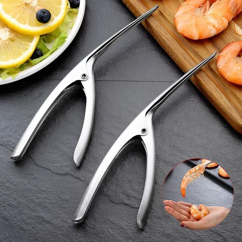 New Stainless Steel Shrimp Deveined Device - Ergonomic Fishbone Design，Easy Shell Removal，Kitchen Seafood Preparation Gadget