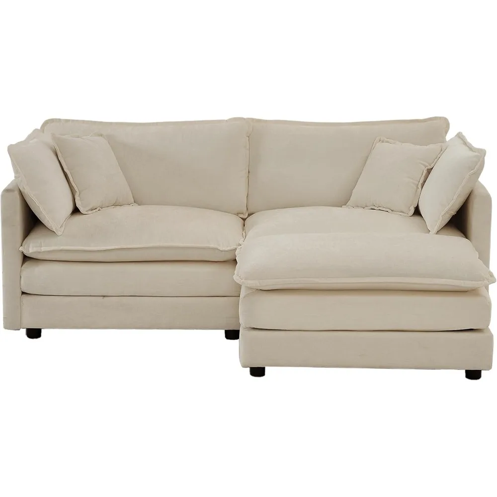 cloud sofa76.7Deep Seat Cloud Loveseat Sofa Sectional Couch with Ottoman, Large 2 Seater Modular L Shaped Sofa76.7x57.4x33inches image 6