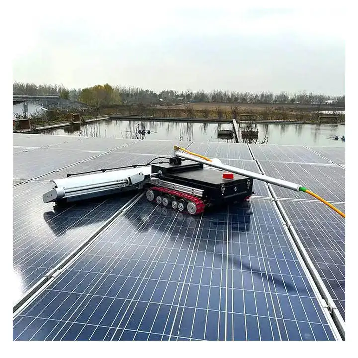 Automated Solar Panel Washer Dual Track Remote Crawler Sweeper Heavy Duty Photovoltaic Station Automatic Maintenance