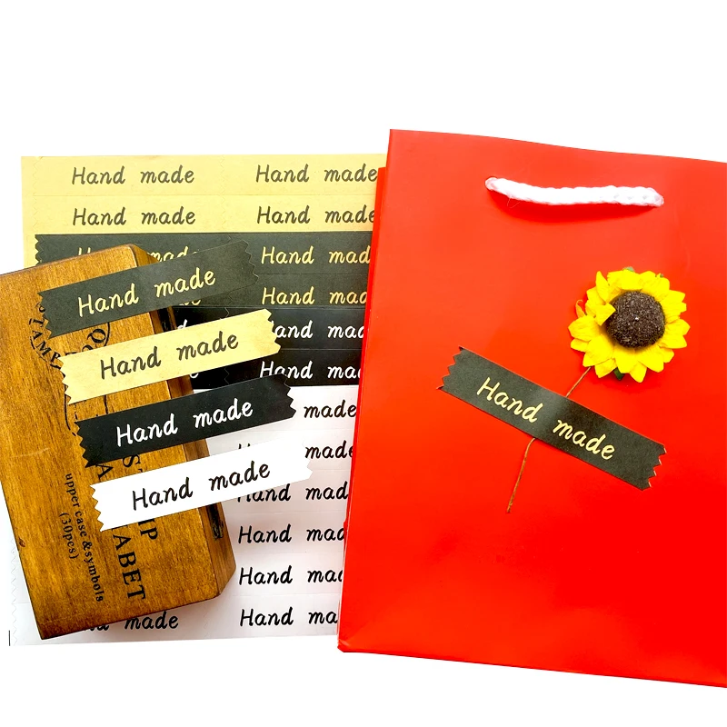 120Pcs Long Hand Made Kraft Seal Sticker Jagged Edge DIY Multifunction Rectangle Paper Label Adhesive Gift Seal Sticker