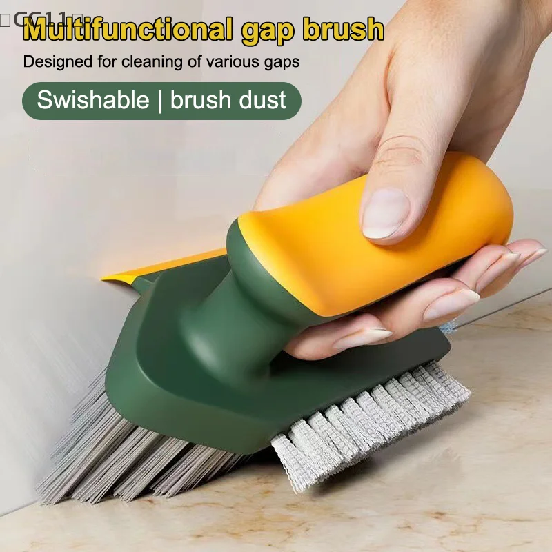 [[CC11] 4 في 1 على شكل حرف V فرشاة تنظيف الشقوق المطبخ بلاط الحمام فرشاة تنظيف الأرضيات نافذة الأخدود الزاوية منظف المرحاض