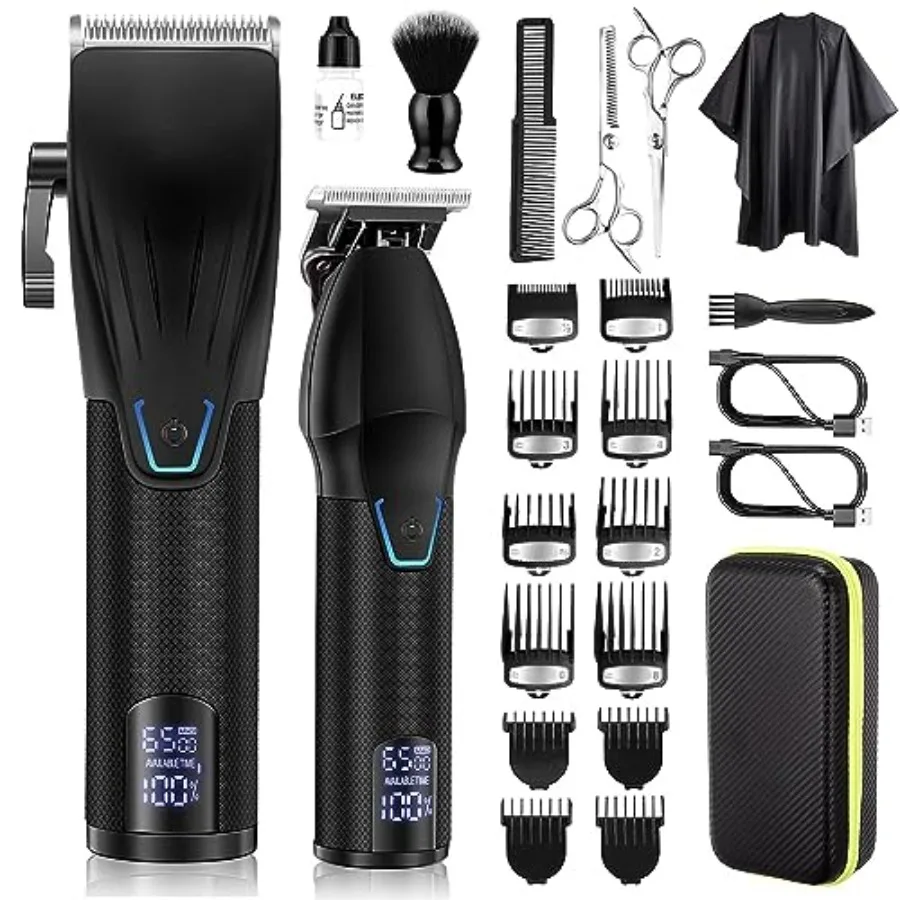 

Cordless Hair Clippers and Trimmer Kit for Men Professional Barber Set with Stainless Steel Blades Black Color High-Precision G