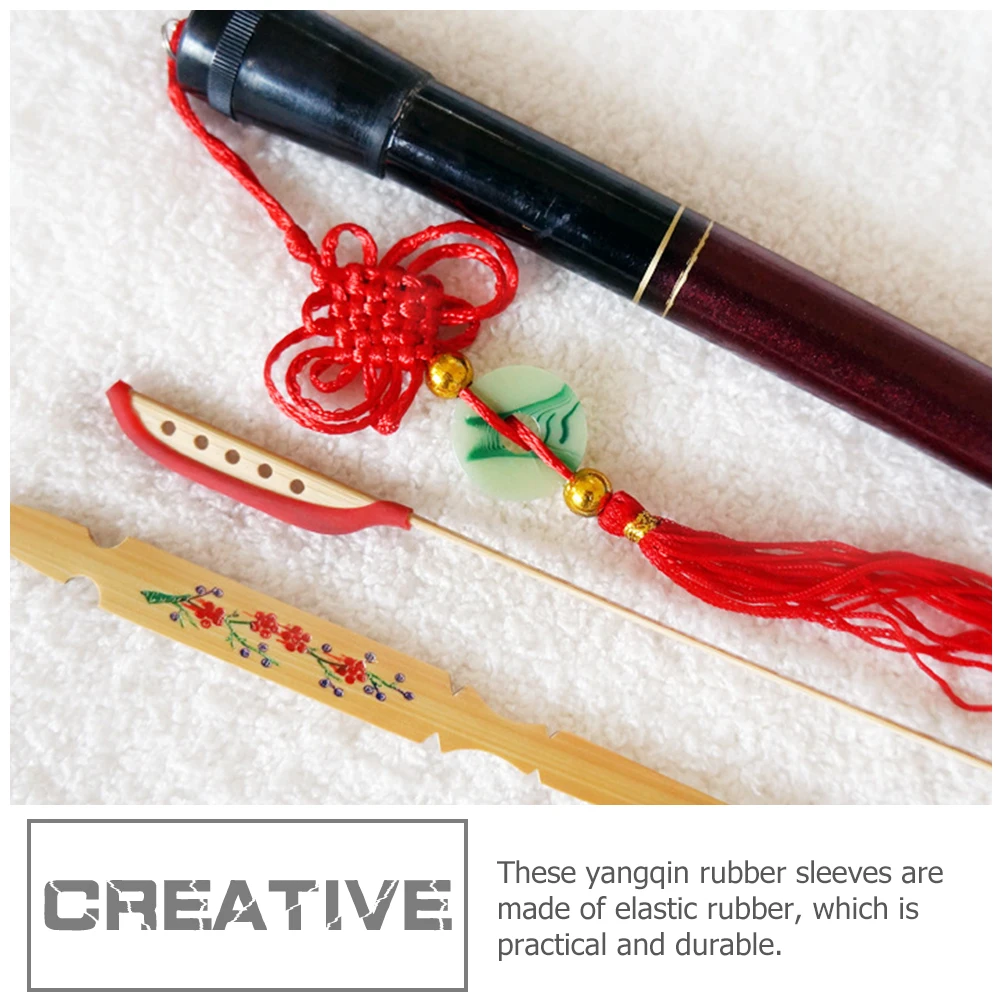 

10pcs Yangqin Pipe Rubber Sleeves Elastic Dulcimer Accessories Bright Sound Durable Waterproof Red Tuning for Chinese