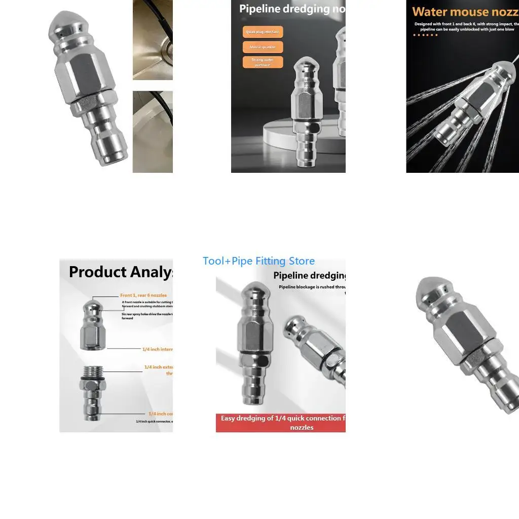 F92B 1/4inch Metal Pipe Cleaning Nozzle Replacement For Industrial And Home Use