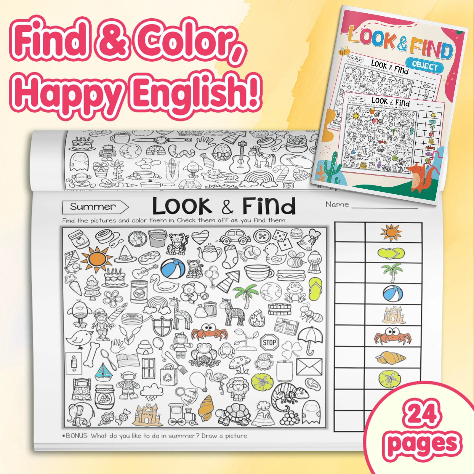 Kids Shape Coloring Workbook, Fun Cartoon Patterns, Preschool Drawing Activity Book, Improve Children's Hands-on Ability