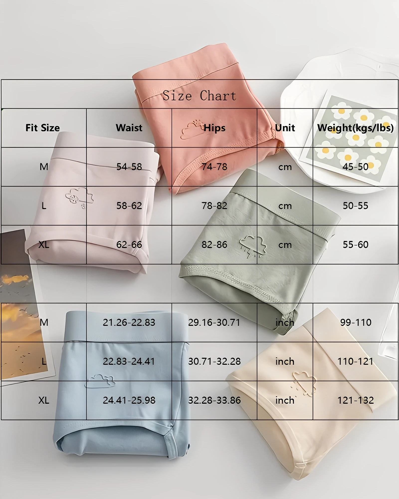 Ropa interior transpirable de tiro medio para mujer, bragas suaves con bordado de oso, calzoncillos cómodos, tela con textura de diseño minimalista, 5 uds.