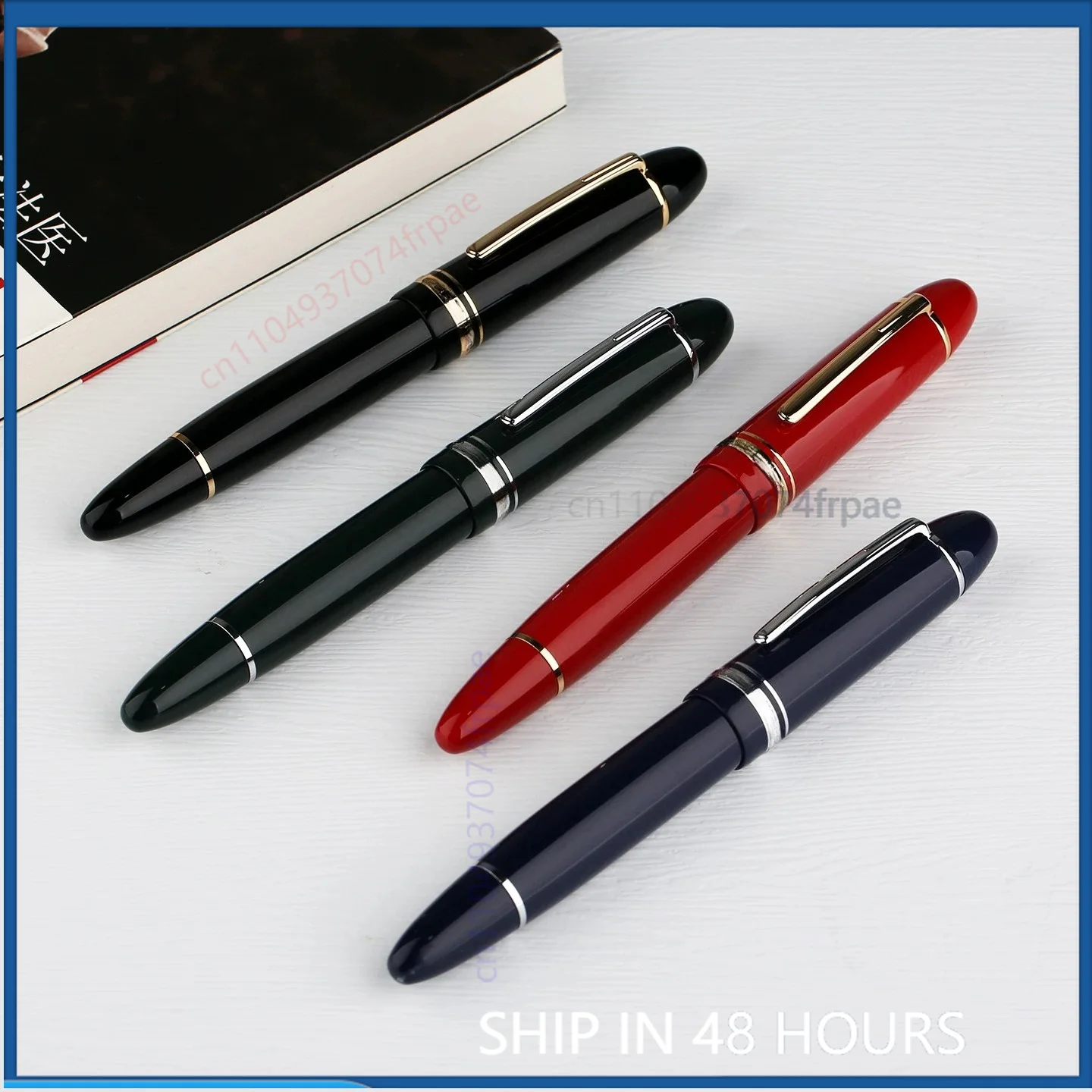 For MAJOHN P141 Large Fountain Pen No.8 #40 Nib Brass Piston Visible Ink Window Business Gift Pen（Dual-color Tip）