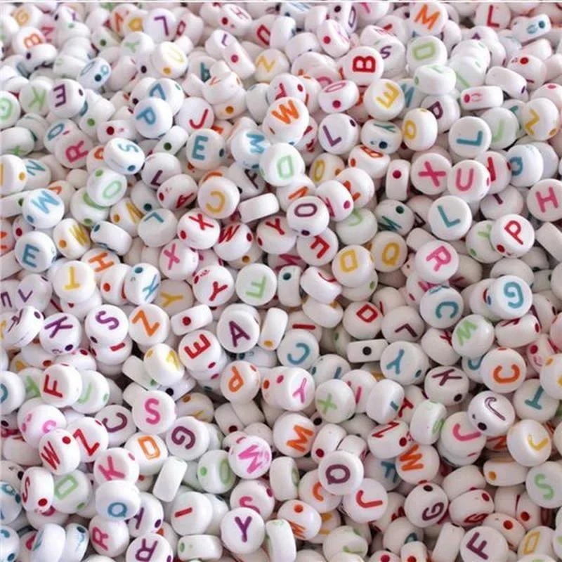 100 Pcs 7mm Colorful Round Alphabet Acrylic Letter Beads for DIY Bracelet Jewelry Making Accessories