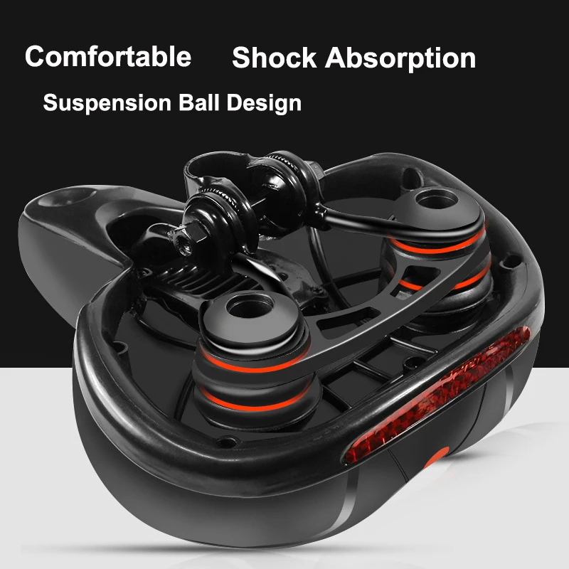 Hollow Breathable Bicycle Saddle Men Women MTB Road Bike Saddle Shock Absorbing Comfortable Big Butt Bike Seat Safety Warning