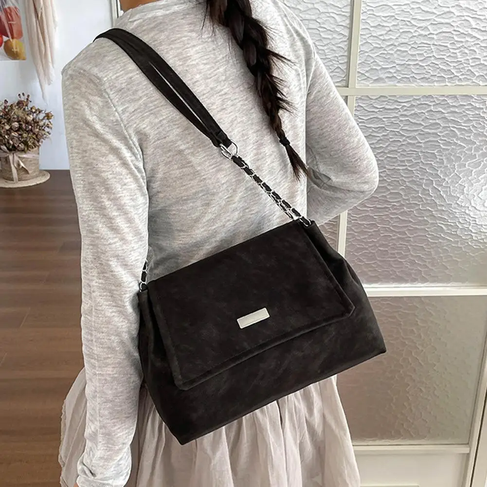 Minimalist  Versatile Shoulder Bag For Women Large Capacity Flap Handbag Retro Chain Work Tote Bag Casual Daily Crossbody Bag
