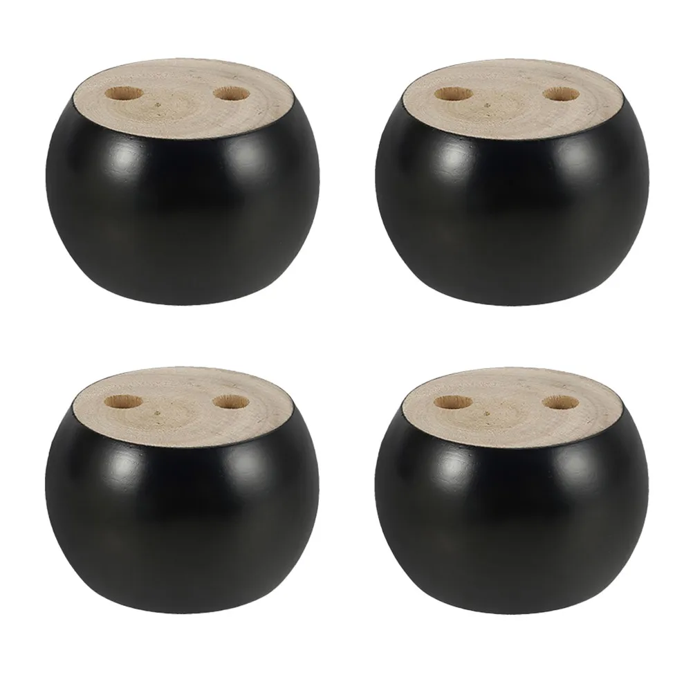 4 Piece Round Wooden Furniture Legs Bun Feet for Sofa Cabinet Chair Table Support Home Decor