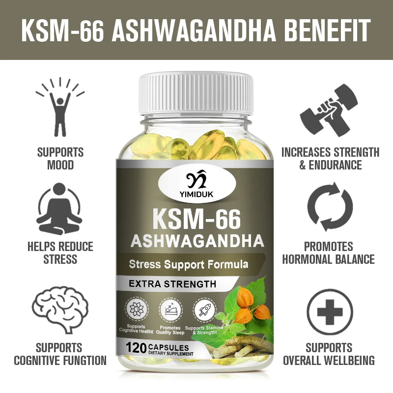 KSM-66 Ashwagandha Capsules Stress Relief Support Enerhiya at Mood Support Immune System Levels Nagpapabuti sa Adrenal Function