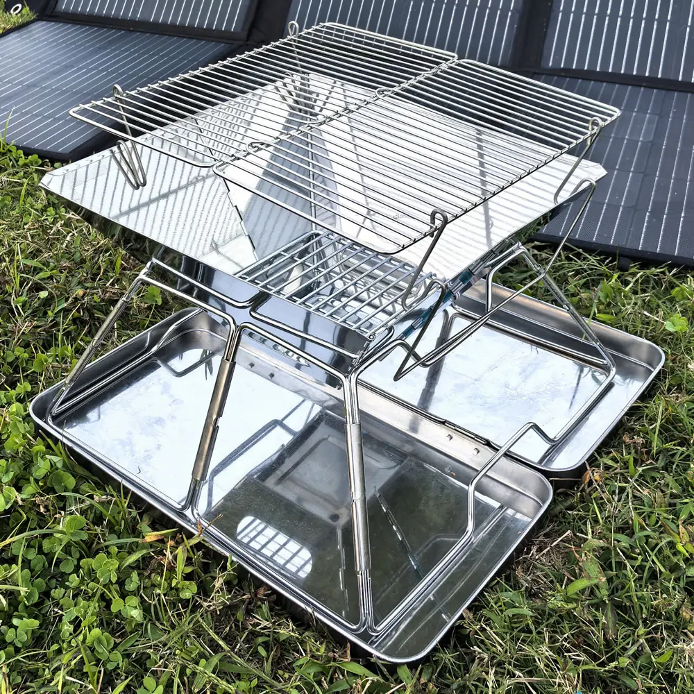 

Stainless Steel Folding Barbecue Grill Stand Collapsible brazier stand Stove Outdoor Cooking Camping Picnic Beach Portable BBQ