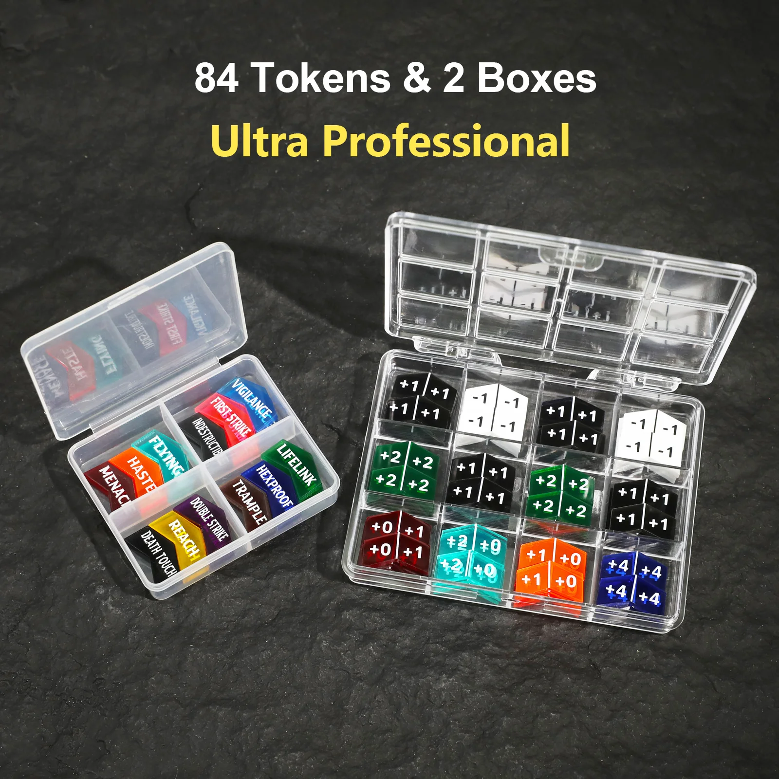 60pcs +1/+1 & -1/-1 Tokens + 24pcs MTG Ability Keywords Compatible with Wargaming 40k,MTG,TCG,D&D,40k,Accessorie Christmas Gift