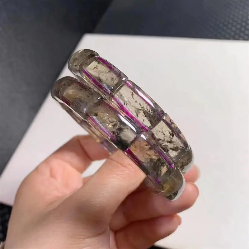 Natural Auralite Bangle Women Trendy Reiki Healing Elastic Yoga Energy Wristband Jewelry Gift 1pcs 10x15mm