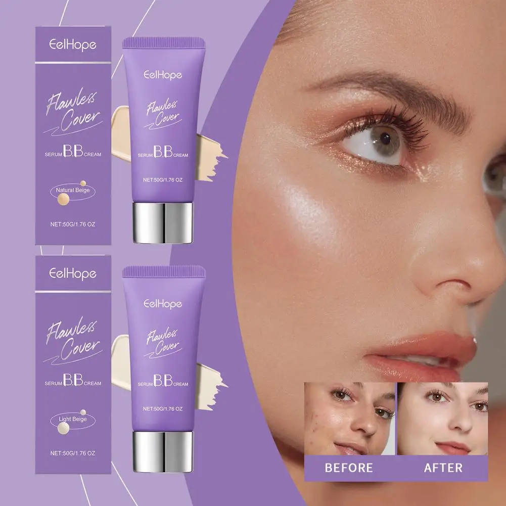 Nuevo 1 Uds 50g crema CC de alta cobertura base hidratante teñido acabado mate maquillaje hidratante ligero sin aceite ácido hialurónico