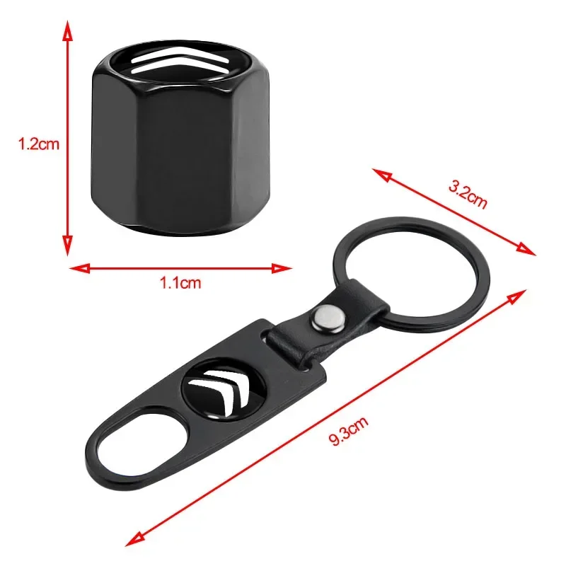 Car Tire Valve Cap Wheel Stem Cover with Wrench KeyChain for Citroen DS4 DS5 LS DS6 Grand Picasso C8 C4L DS3 C1 C2 C3 C4 C5 C6