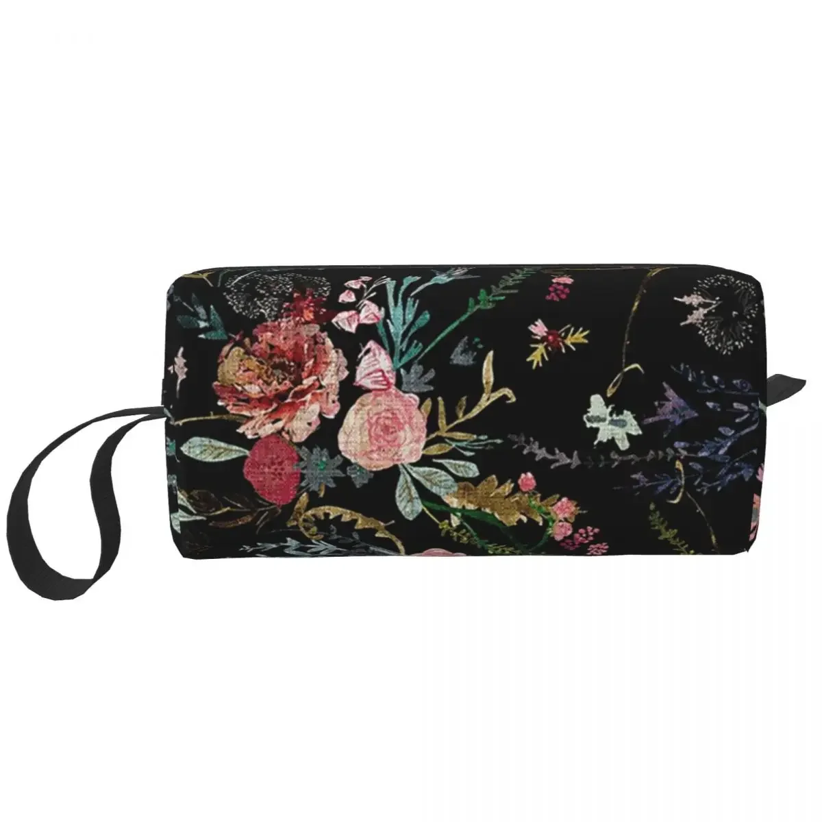 

Midnight Floral Makeup Bag Cosmetic Organizer Storage Dopp Kit Toiletry Cosmetic Bag for Women Beauty Travel Pencil Case