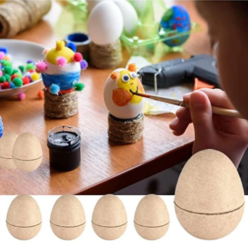10Pc Paper Mache Eggs Empty Easter Eggs DIY Painting Easter Decor, Parent-child Interactive Games Party Favors Carnival Prizes