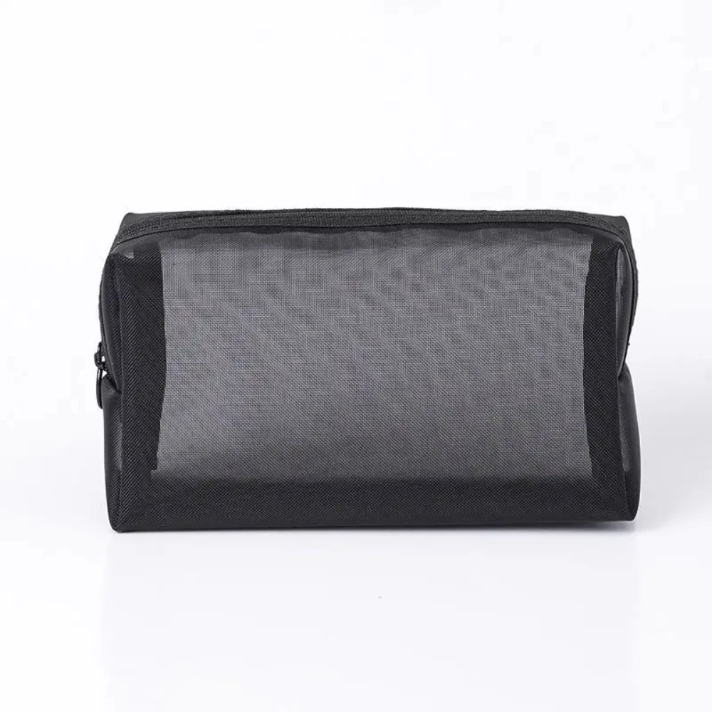 Cosmetic Bag Transparent Washable Foldable Toiletry Bag Breathable Large Capacity Storage Mesh Travel Zipper Makeup Bag For Trip