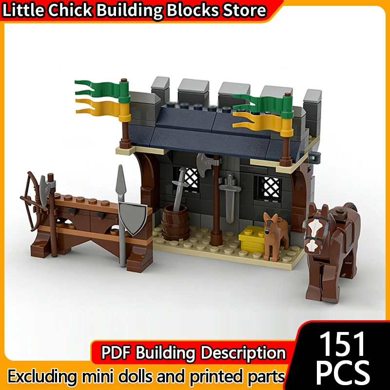 Medieval Castle Model MOC Building Bricks Military Equipment Store Modular Technology Children Holiday Gifts Assemble Toys Suit