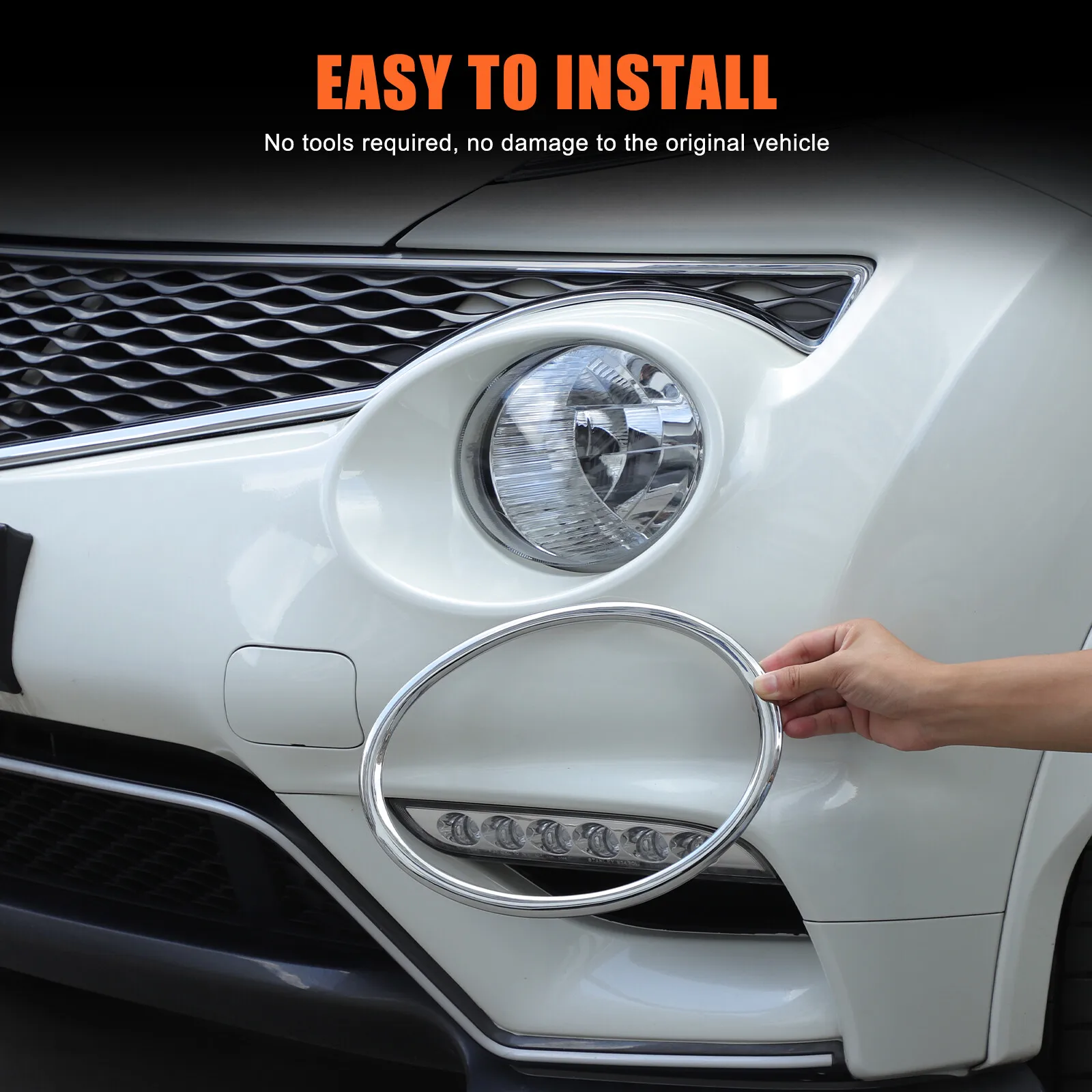 ABS Chrome Car Front Fog Light Ring Decorative Trim For Nissan Juke 2014-2024 Car Front Bumper Fog Lamp Cover Bezel Accessories