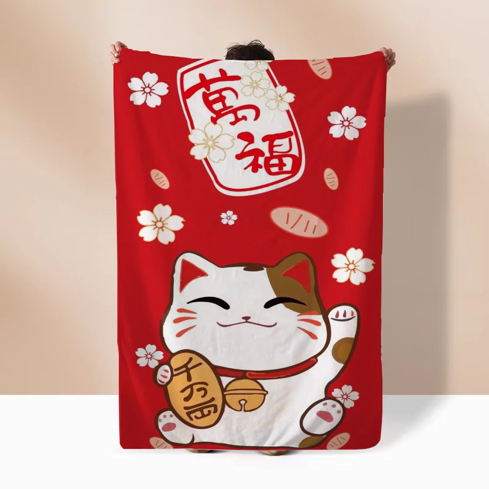 Lucky Cat Fluffy Soft Blankets & Throws Designer Throw Blanket Bed Knitted Plaid Interior for Home Luxury Bedding Beach Towel