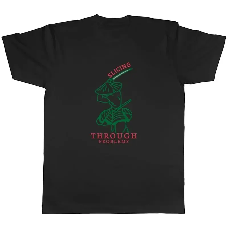 Samurai Mens T-Shirt Slicing Through Problems Japanese Unisex Tee Gift