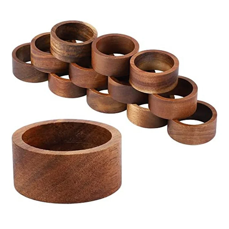 

12 Pieces Wood Napkin Rings Dining Table Napkin Holder Decorative Holiday Napkin Rings for Table Decoration