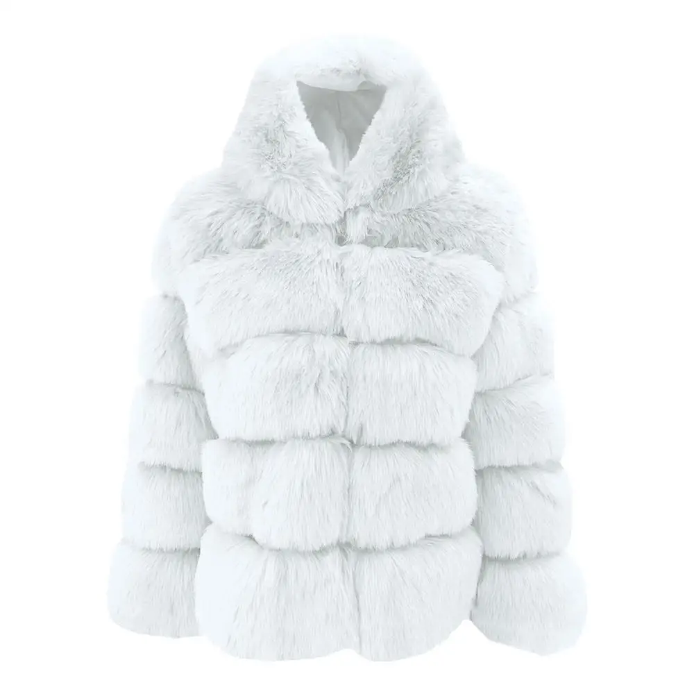 Plus Size Women Mink Coats Winter Hooded New Faux Fur Jacket Warm Thick Outerwear Jacket Women Winter Warm Coat