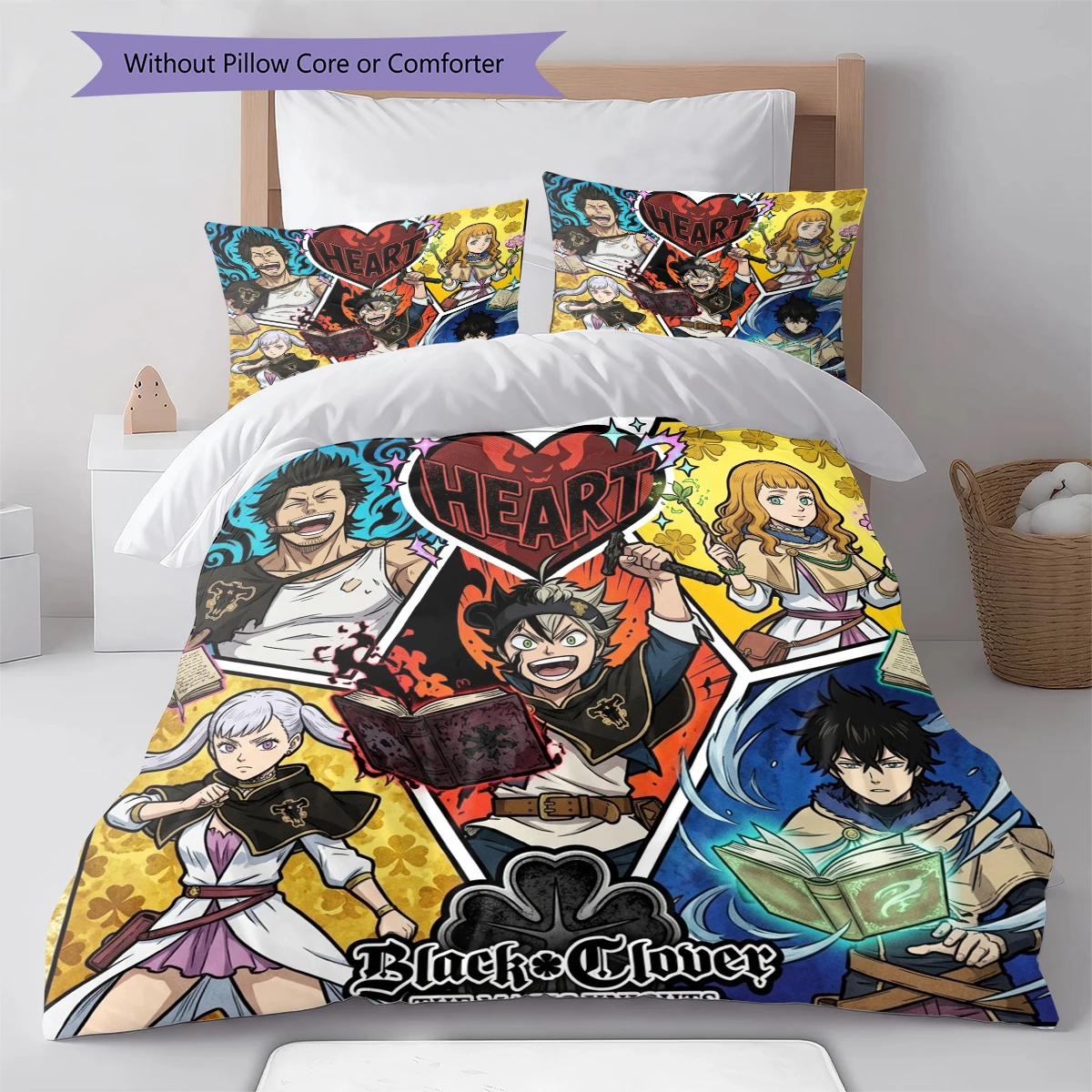 Black Clover Comfortable Soft Duvet Cover, Children Bedding Gift Set, Extra LargeVarious Sizes -HE2