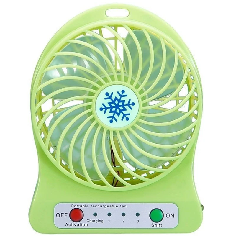 Portable Rechargeable Mini Fan Air Cooler Mini Desk Fan USB Cooling Rechargeable Handheld Fans Green