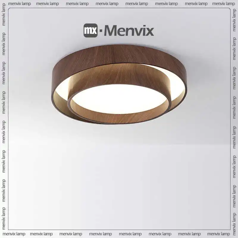 Menvix Nordic Walnut Wood LED Ceiling Chandelier for Living Dining Room Balcony Bedroom Lamp Home Decor Indoor Lighting Fixture