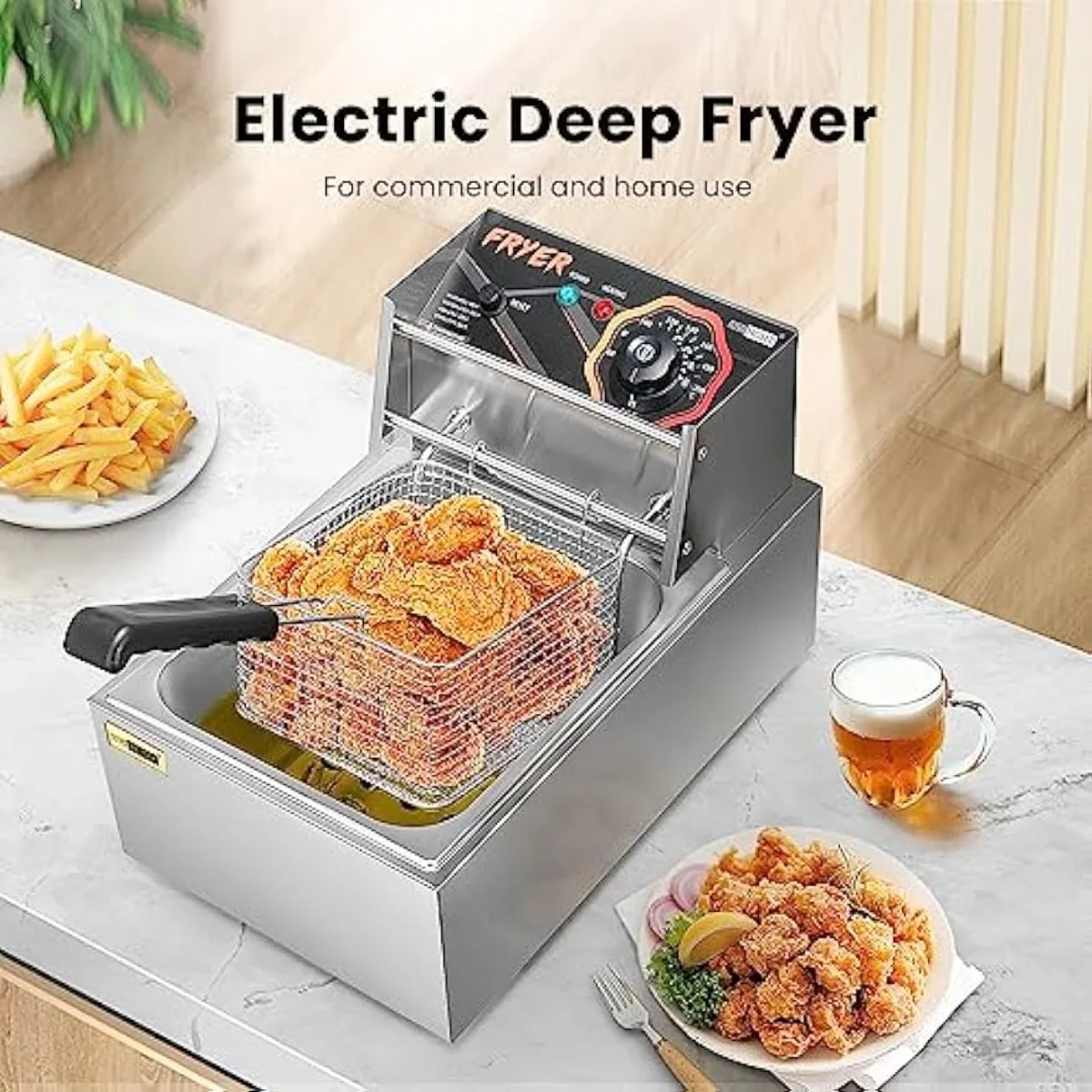 2500W 10.6 QT Electric Deep Fryer with 6.3 QT Removable Basket, Temperature Adjustable 140-392℉ | USA | NEW