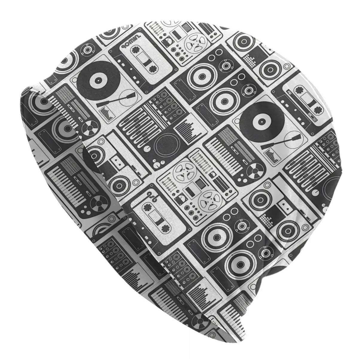 RecordsRadio Cassettes Black Bonnet Outdoor Thin Skullies Beanies Music Caps For Men Creative Hats