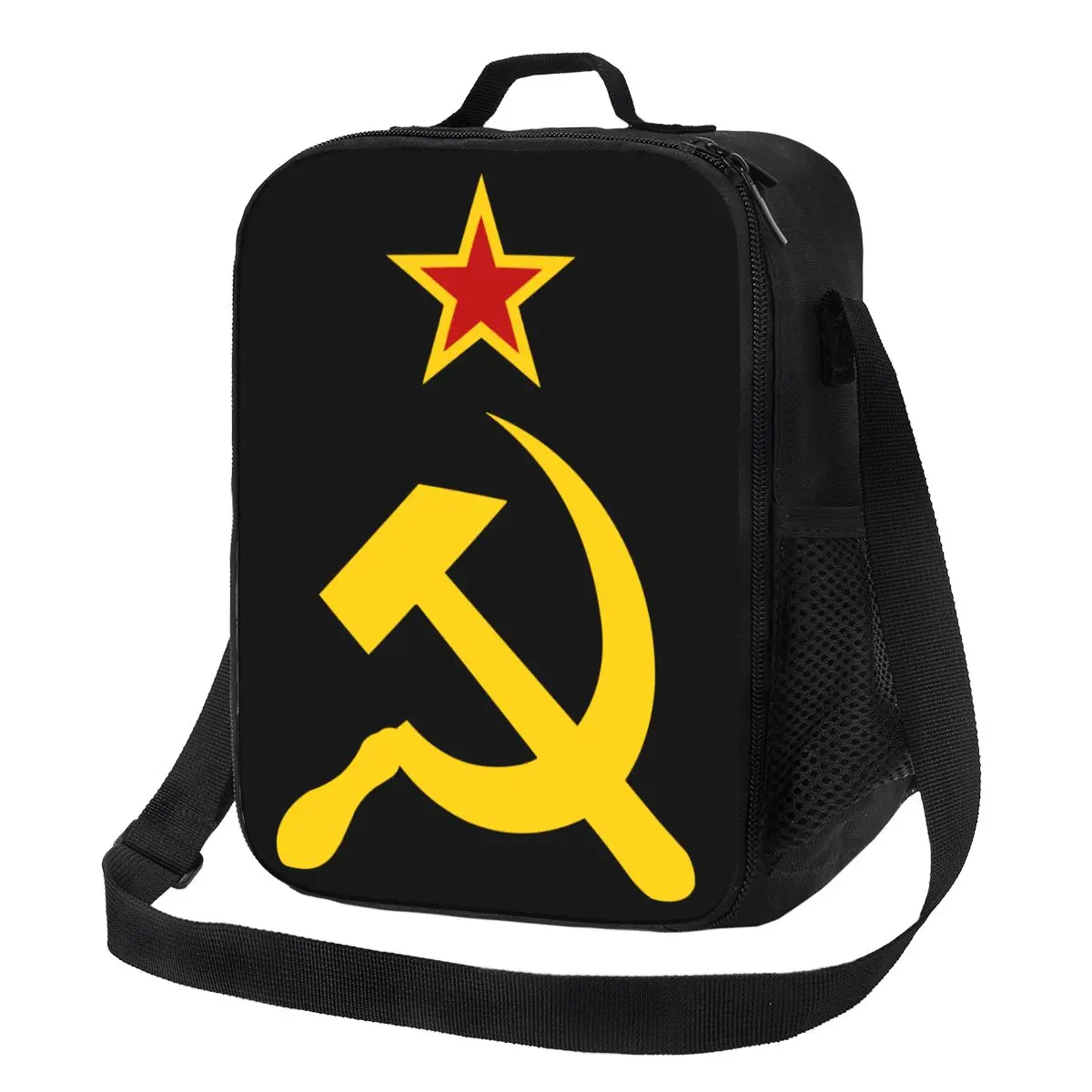 

Russian Soviet Flag Insulated Lunch Bag for Women CCCP USSR Hammer And Sickle Thermal Cooler Bento Box Office Work School