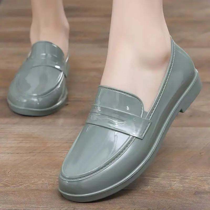

Новые женские непромокаемые туфли на плоской подошве с мягкой подошвой, нескользящие, с круглым носком, водонепроницаемые, нескользящие, легкие, рабочие туфли, лоферы