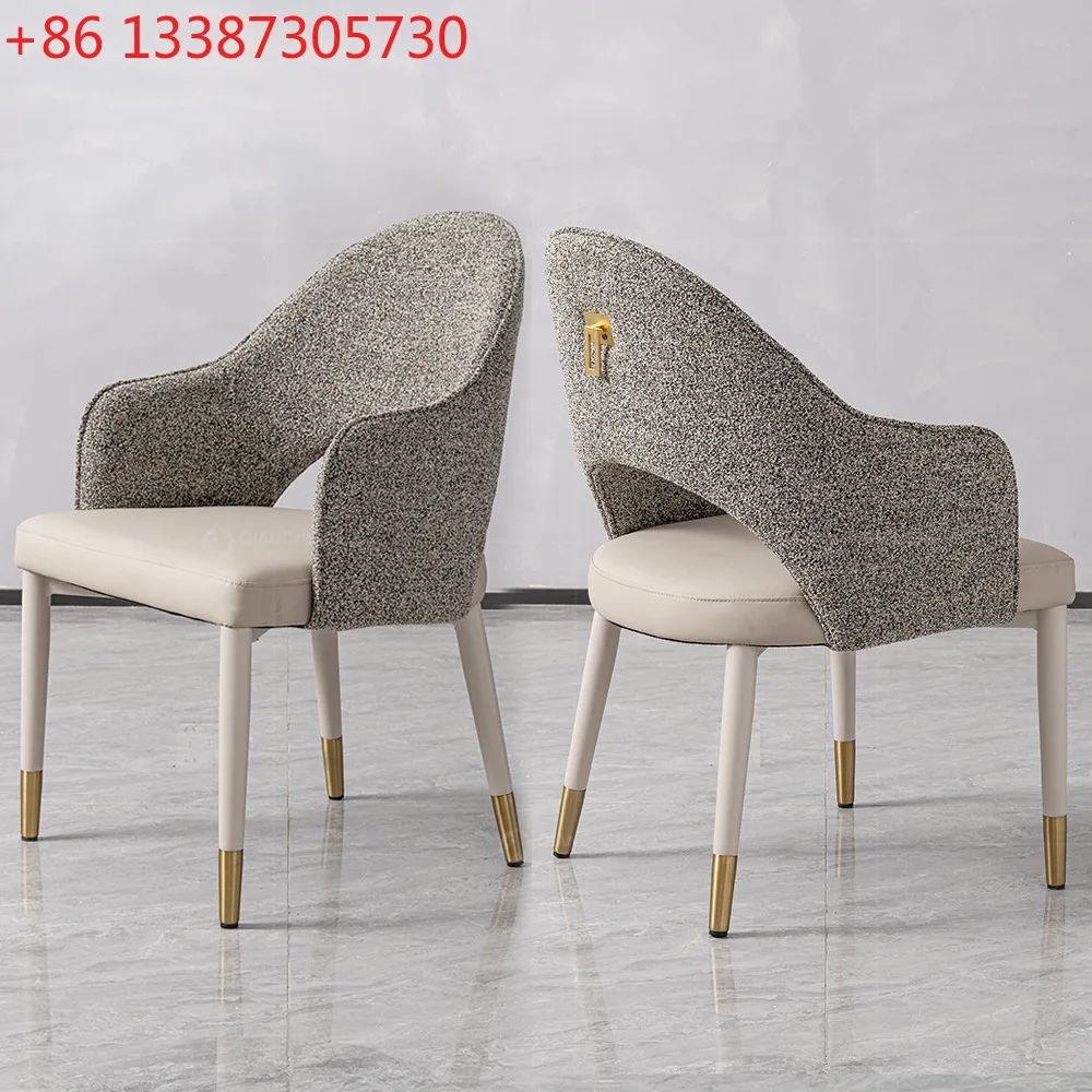 

Итальянский обеденный стул в стиле лёгкой роскоши, высококачественная мебель для элитных ресторанов, стул с подлокотниками из кожи и ткани для магазинов класса люкс