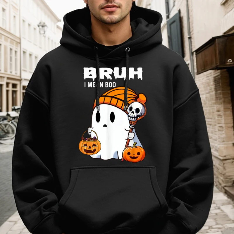 

Halloween bruh ghost boo skull Family long Sleeve Print Hoodies Crew Neck Men's Hoodies Casual Hoodies Summer