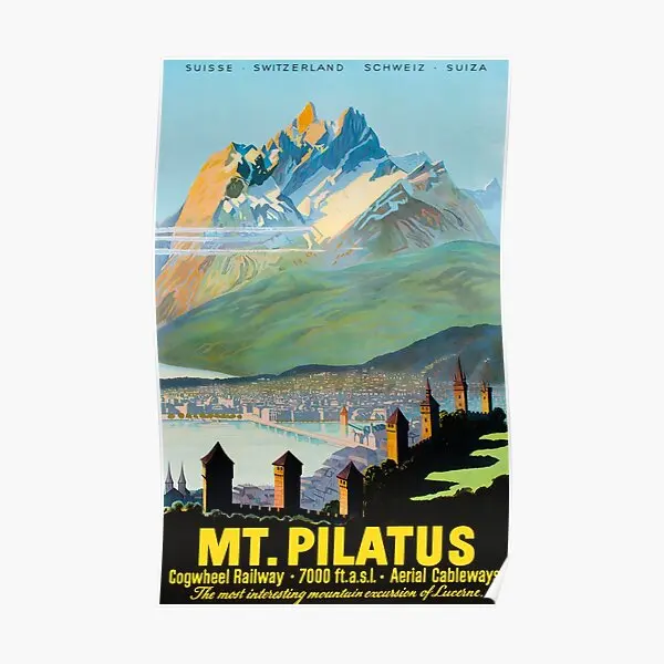 Vintage Travel Mount Pilatus Lucerne  Poster Funny Room Painting Decoration Art Modern Wall Print Decor Home Mural No Frame