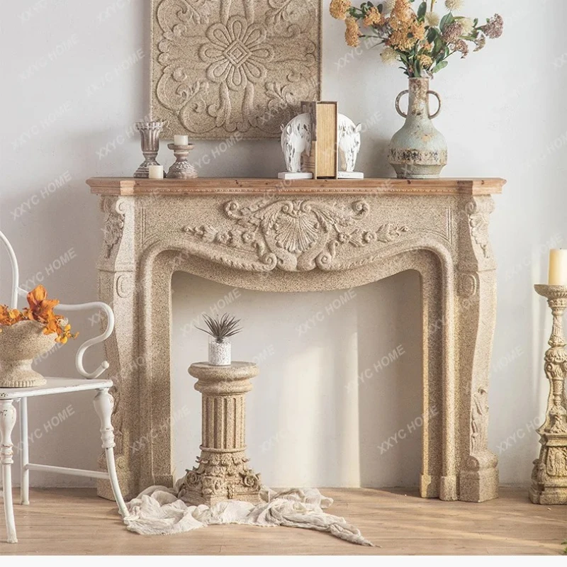 X-S Fireplace Decorative Cabinet Retro Interior Living Room Aisle Against Wall Entrance Simulation Marble HG