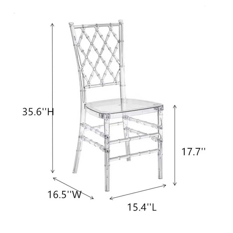 China 100 Pcs Acrylic Transparent Crown Detachable  Tiffany Chavari Chair for Outdoor Wedding Moment Party Gathering Hotel