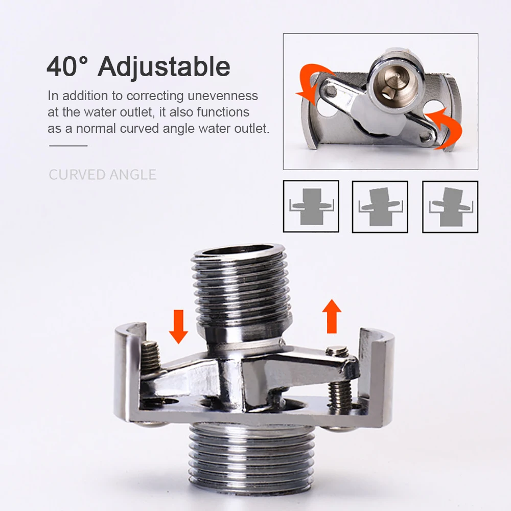 

40Degree Adjustable Faucet Angled Curved Foot Eccentric Screw Corner Tap Adapter Shower Conversion Foot Corrector Accessories