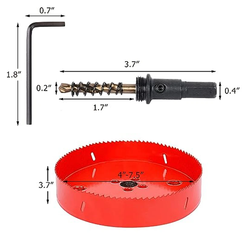 4.9 Inch Hole Saws Bi-Metal HSS Hole Cutter Heavy Duty for Drilling Wood Carpentry Plastic Plywood Ceiling Thin Metal 125mm