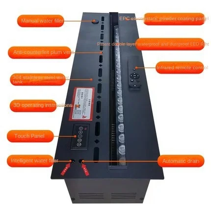 1 Meter3D Simulated 3D Atomization Colorful Luxury Electric Fireplace Stereo Voice Control for Hotel KTV Home Decor