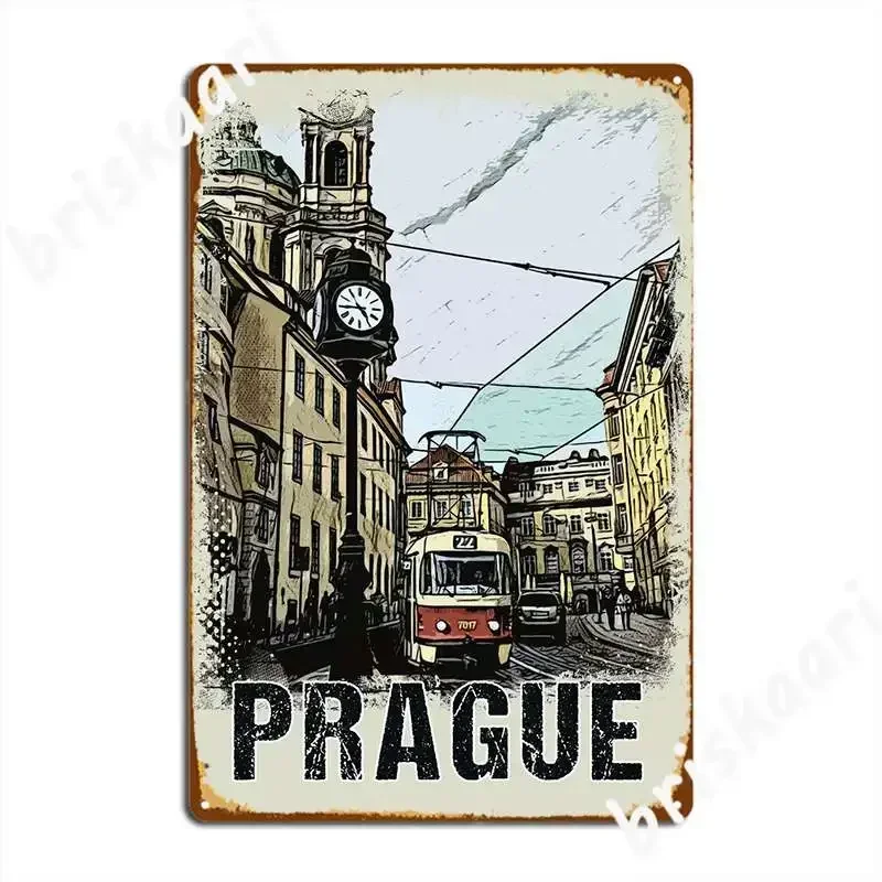 Prague Vintage Poster Metal Sign Wall Mural Wall Plaque Pub Garage Personalized Tin Sign Poster